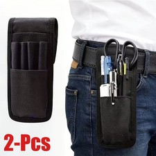 2pcs Black Tool Pouch with Belt Clip Small Tool Holder Pouch Min Work Organizer