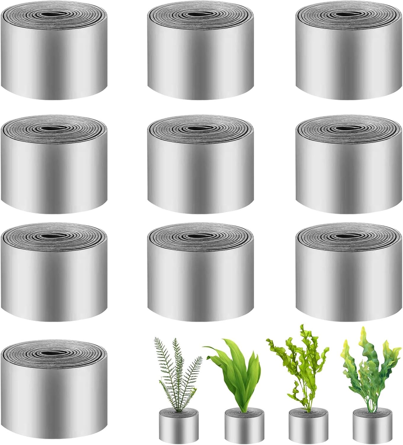 10 Rolls Aquarium Plant Weights Anchors, Bendable Aquarium Plant Holders, Metal