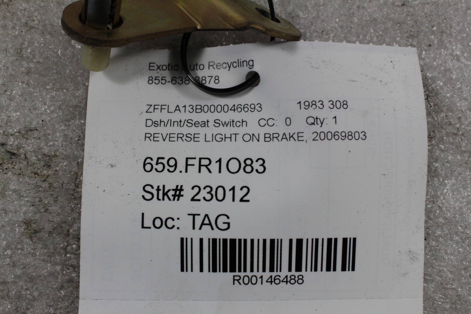Ferrari 308, Courtesy Switch Bracket, Used, P/N 114417