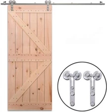 CCJH 4-14FT Stainless Steel Sliding Barn Door Hardware Track Kit for 1/2 Door