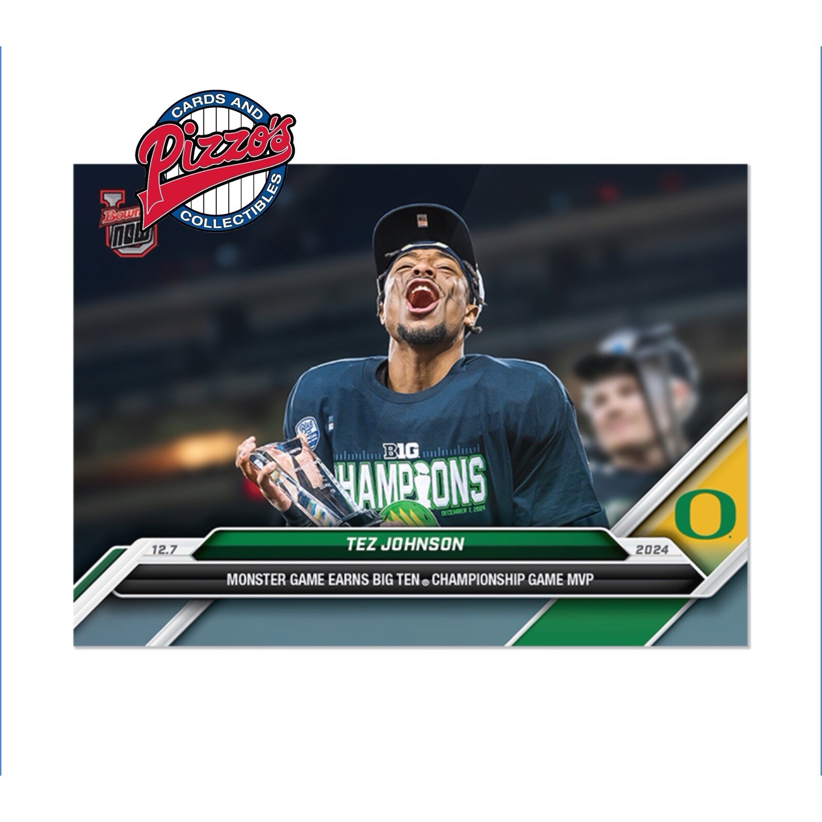 Tez Johnson Oregon Big 10 MVP 2024 Bowman U NOW Football Card 56 In Hand