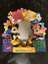 Walt Disney World 3D Resin Photo Frame Mickey Minnie Goofy Pluto Donald Duck Vtg