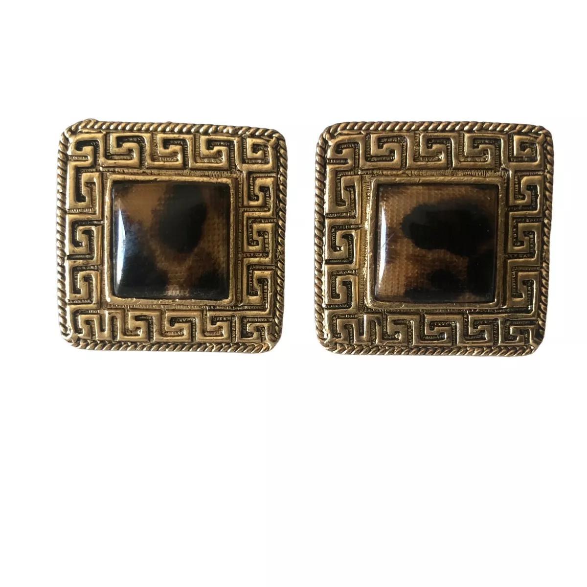 Leopard print shop clip on earrings