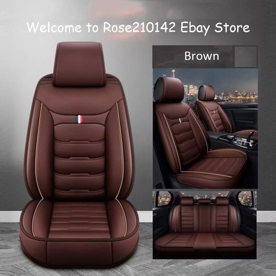 For Audi 99% Car Seat Covers Full Set Front & Back Cushion PU Leather Universal - Image 4 of 4