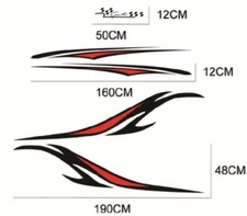 Car Truck Door Racing Side Skirt Graphic Vinyl Sticker Decal Stripes Black/Red 