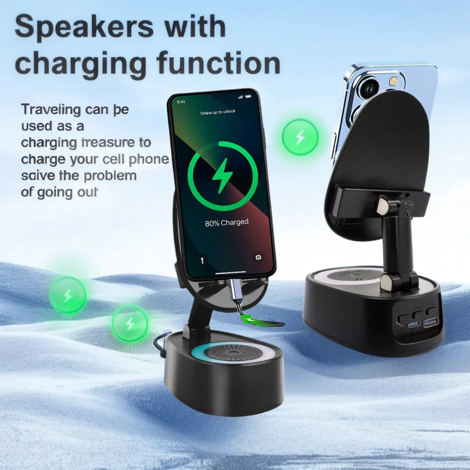 Wireless Induction Audio Bluetooth NFC Speaker phone Holder Rechargeable (White) - Image 3 of 4