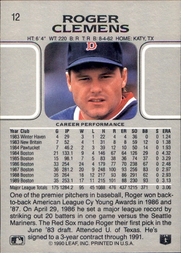 1990 LEAF Base #1 - #268 ⚾ YOU PICK YOUR FAVS 🧢 MLB BASEBALL CARDS STARS HOF - Image 4 of 4