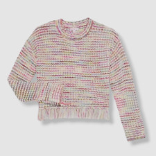  60 Design History Girl's Pink Fringe Multicolor Sweater Size 6