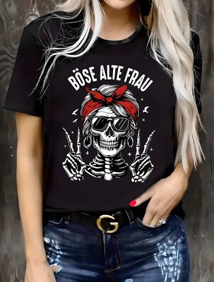 Damen T-Shirt Böse Alte Frau coole Sprüche Fun Shirts Deadhead