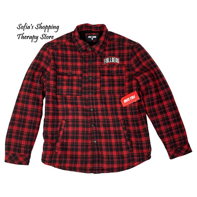 Full Send Sz LARGE Whistler Sherpa Flannel Jacket Embroidered Patch Red Black