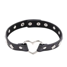 Gothic Heart Choker Sexy Belt Collar PU Leather Necklace Collar Punk Rock Studs
