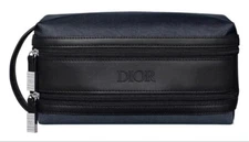 Dior Navy & Black Toiletry Bag Pouch Travel Case Dual Zipper Gift for Men