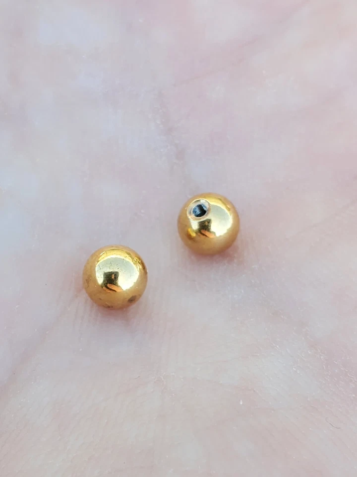 2 Gold Color 18g 16g 14g Externally Threaded Replacement Balls Gold Color - Image 4 of 4