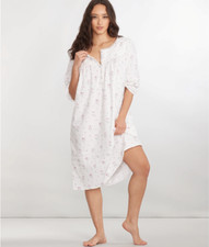 New 74 EILEEN WEST Rosebud SOFT Brushed Cotton Rayon FLANNEL Waltz Nightgown XL