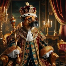 ai art digital download regal dog dressed in royal king's outfit