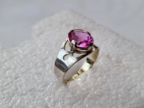 Vintage RING with Stones Sterling SILVER 875 Stamp Star USSR 5.8g SIZE USA 7 - Picture 4 of 8