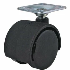 PAIR Prosource 2 in. Furniture Casters Dual Wheel Plate Mount - Black 7112212