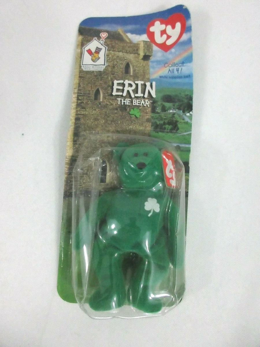Erin The Bear 1996 McDonalds Ty Beanie Baby with Rare Errors 1993 OakBrook