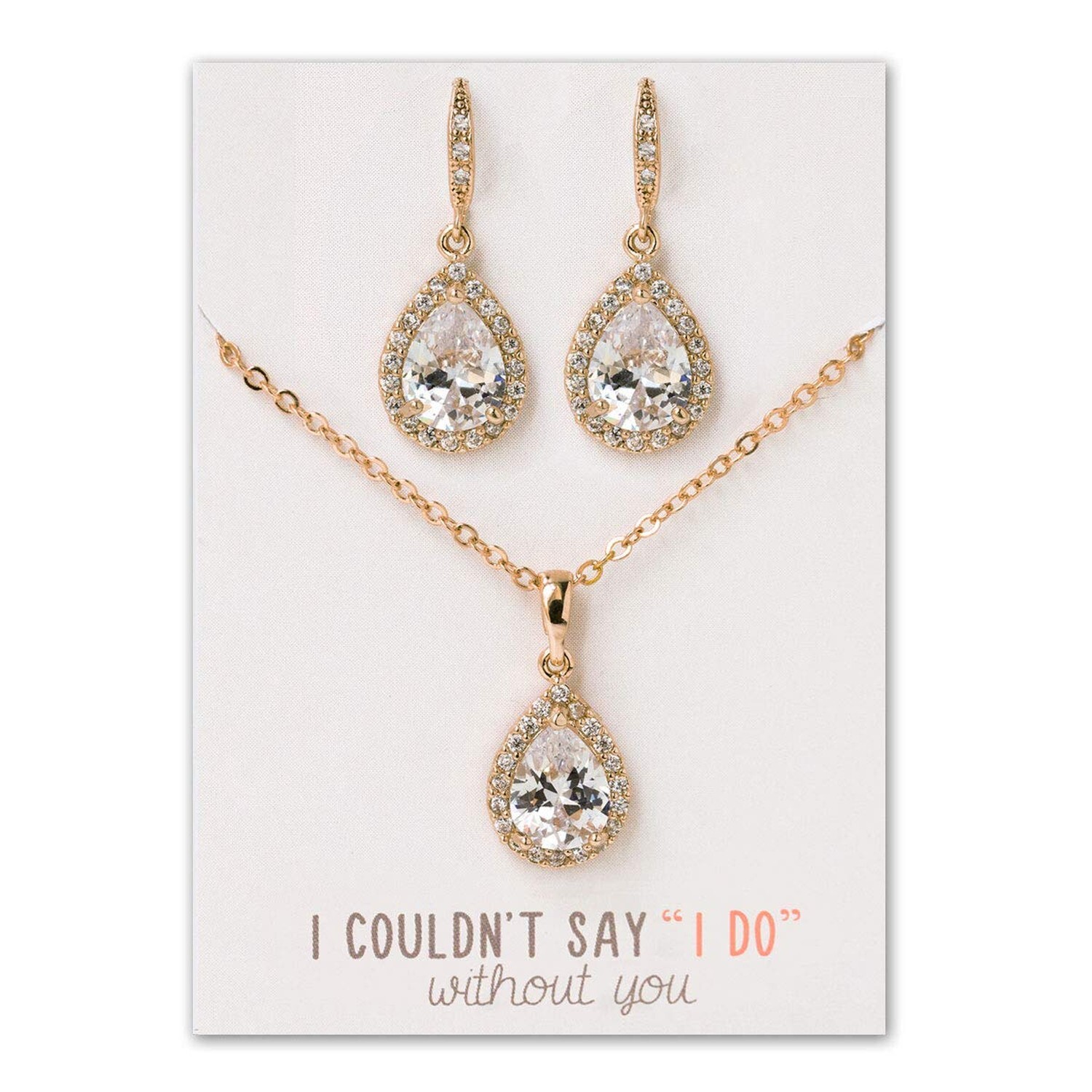 A+O Wedding Bridesmaid Gift Silver Drop Dangle Earrings Jewelry Set