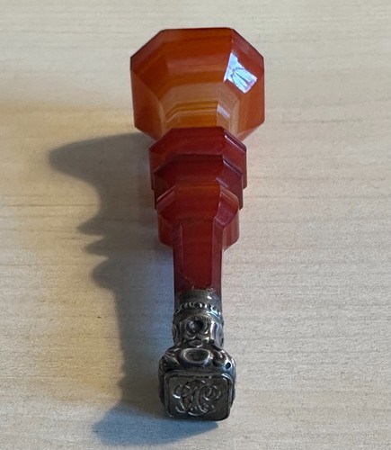 Antique solid silver & agate wax seal. - Picture 5 of 9