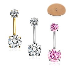 14G OPAL Belly Button Rings Surgical Steel Navel Piercing Body Jewelry 6 Sizes