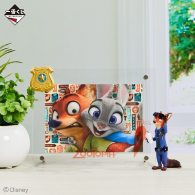 Ichiban Kuji Disney Zootopia Card stand with Nick figure japan NEW