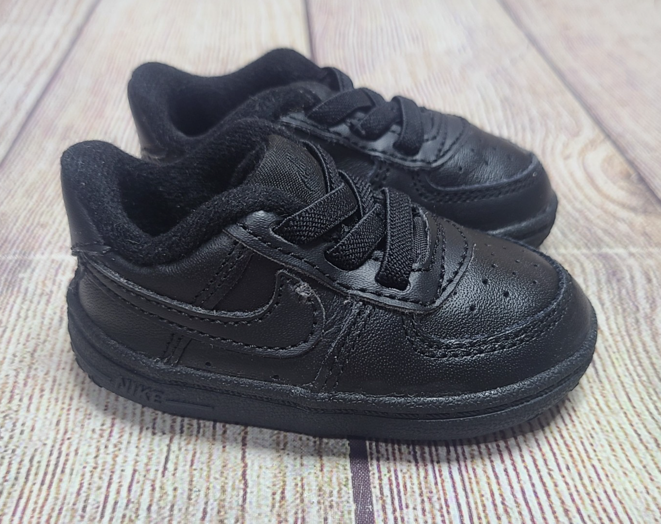 PONY Scarpe culla Nike Air Force 1 bambino taglia 3C triple nere AF1 fondo morbido