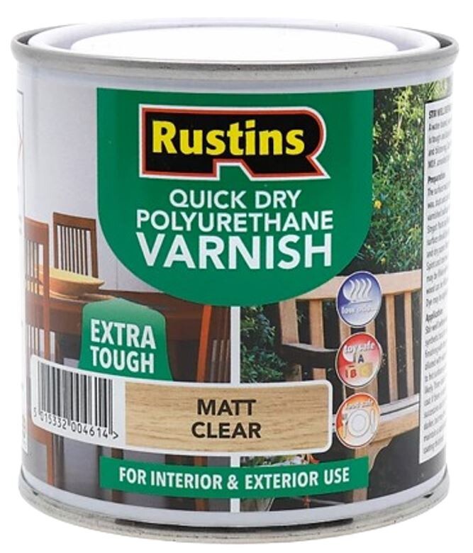 Clear Matt Tough Polyurethane Interior Exterior Varnish Rustins Quick Dry 2.5 Lt