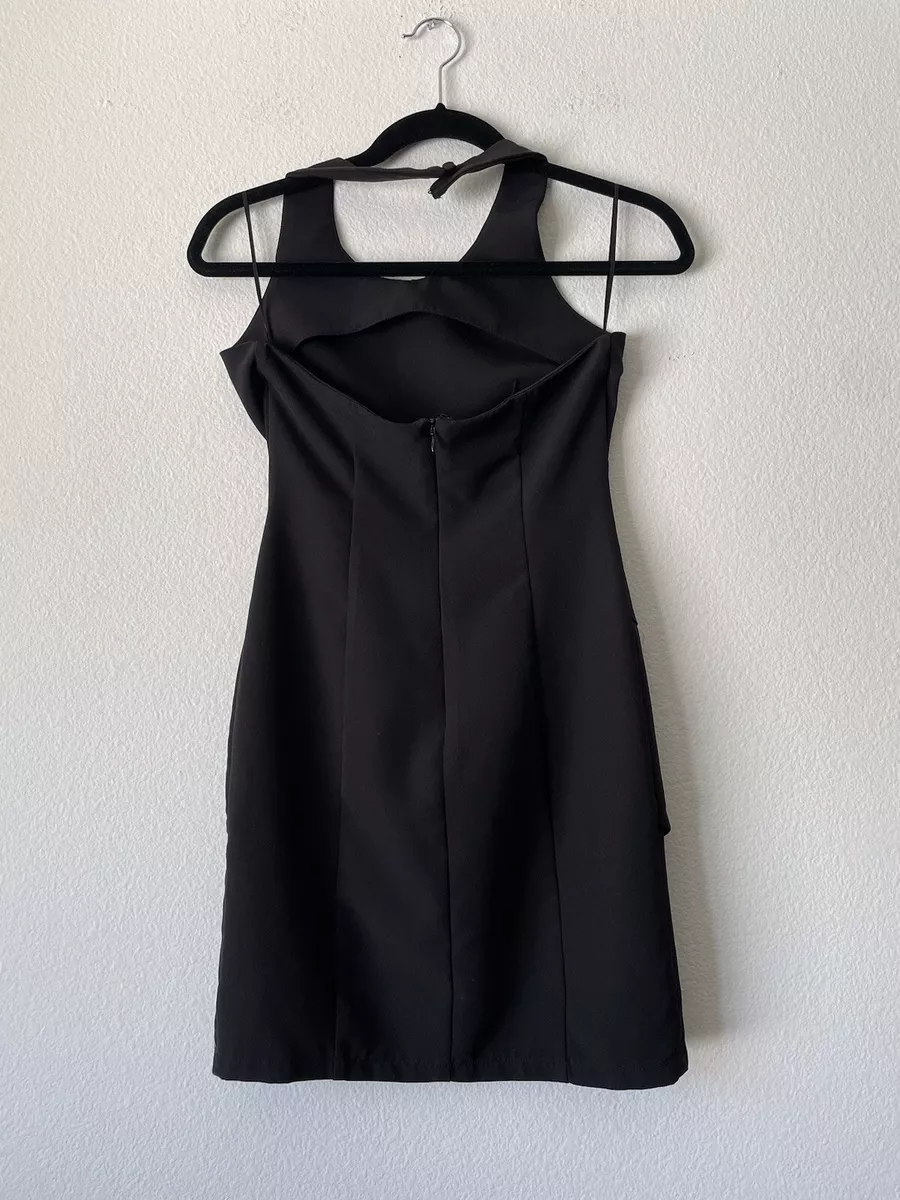 Tobi Dress Women s Size S P Black Tulip Hem Halter Evening Career