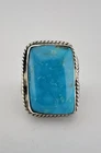 Vtg Navajo Sterling Silver Blue Webbed Fox Turquoise Stamped Ring