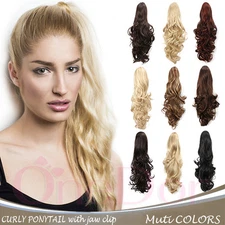 OneDor 20" Long Curly Hair Synthetic Claw Clip Drawstring Ponytail Extensions