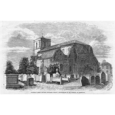 ESSEX Waltham Abbey Church restauriert - antiker Druck 1860