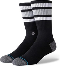 Stance Adult Black Crew Cotton InfiKnit Stripe Boyd ST Casual Socks Sz S 3-5.5