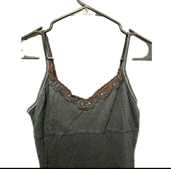 Y2k 90s Grunge Black Lace Babydoll Cami Top Tagged Medium Actual Size XS basics - Image 2 of 4