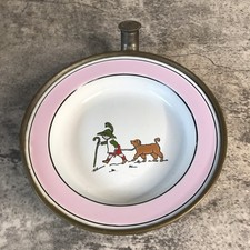 Antique Child's / Baby Ceramic Warming Plate with Metal Base Made in Germany