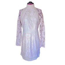 Pretty Little Thing Light Pink Lace Overlay Nude Lining Collared Size 8 