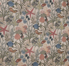 Nice SCHUMACHER DESIGNER FABRIC Embroidery Under the Sea? Reverse Is Blue