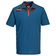 Image of Portwest DX410 DX4 Polo Shirt SS Slim Fit Wicking Cooling Drying - Metro Blue