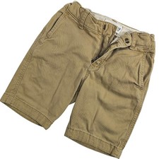 Abercrombie Kids Chino Shorts Boys 7/8 Khaki Adjustable Waist Stretch Logo EUC