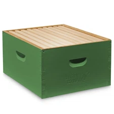 Complete Deep Hive Body Kit, Painted and Assembled Beehive with 10-Frames, Green