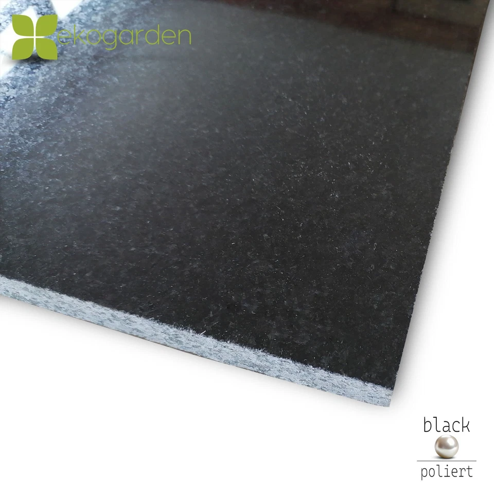 Granit Fliese Naturstein Platte Terrasse Schwarz Black Pearl poliert 60x60x2 cm - Bild 2 von 4