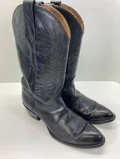 Tony Lama Boots Men Size 12.5 D Black Leather Western Classic New Heels Superb!