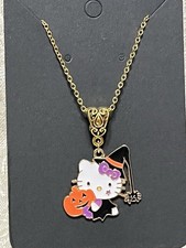 Sanrio Hello Kitty Witch Halloween Adorable Fashion Boho Gold Necklace 18  
