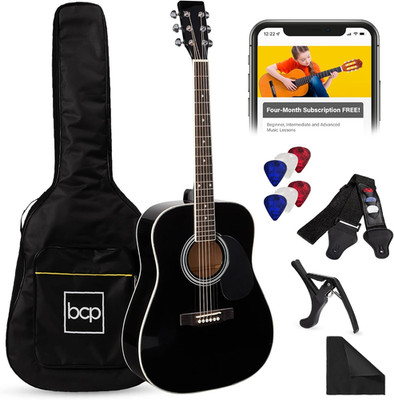 41In Full Size Beginner All Wood Acoustic Guitar Starter Set W/Gig Bag, Strap, C