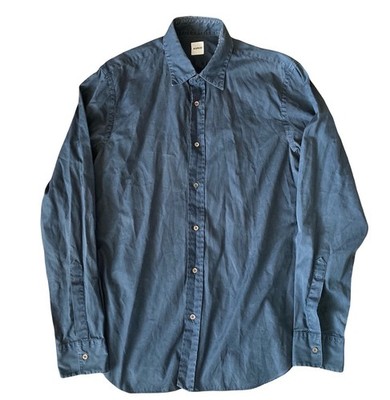 Aspesi Men s Long sleeve button up shirt Size 42 16 1/2 made in Italy Navy Blue