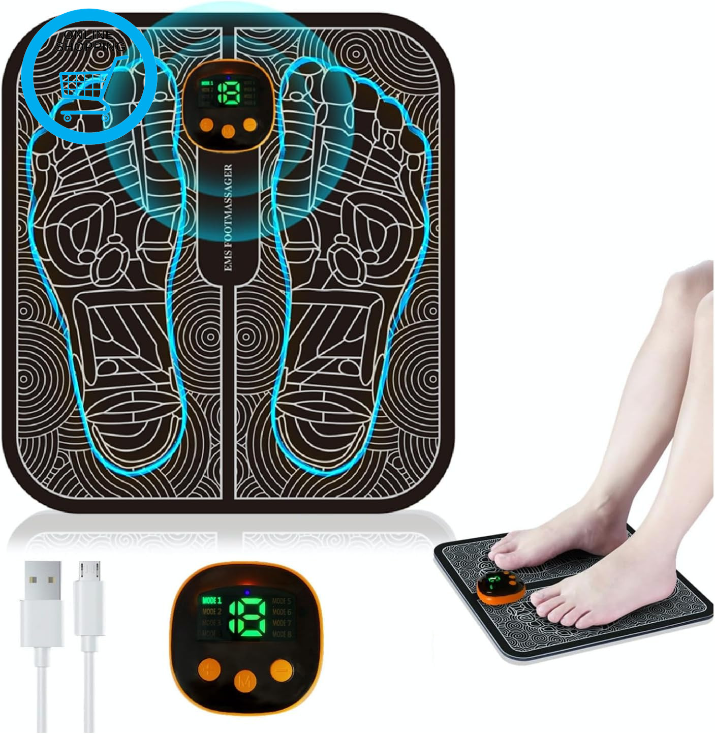 Electronic Feet Massager, Relax Muscle Stimulatior Massage Mat, EMS Foot Massage
