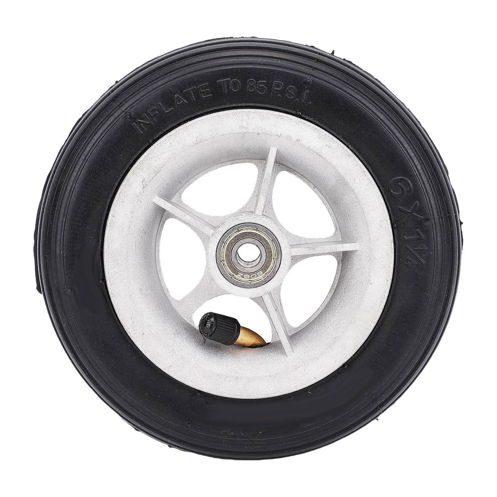 6x1 1/4 Scooter Wheel 150mm Thickened Rubber Impact Proof 4 Aluminum Alloy Hub