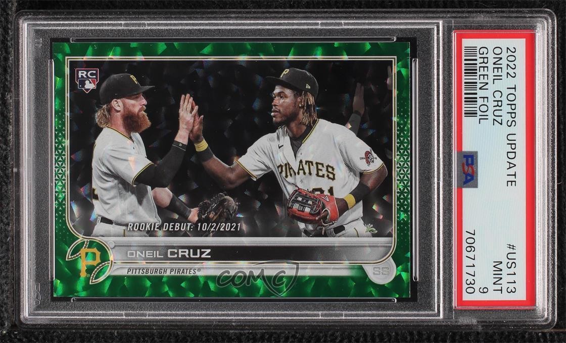 2022 Topps Update Rookie Debut Green Foil 1/499 Oneil Cruz #US113 PSA 9 MINT 2f4