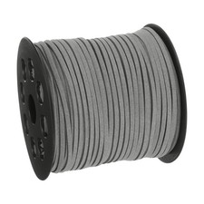 98.43Yard 2.6mm Flat Leather Cord Suede String for DIY Crafts, Silver Gray