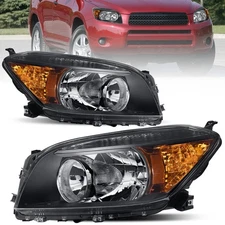 For 2006-2008 Toyota RAV4 LH RH Headlights Lamps Black/Amber OE Style LH RH